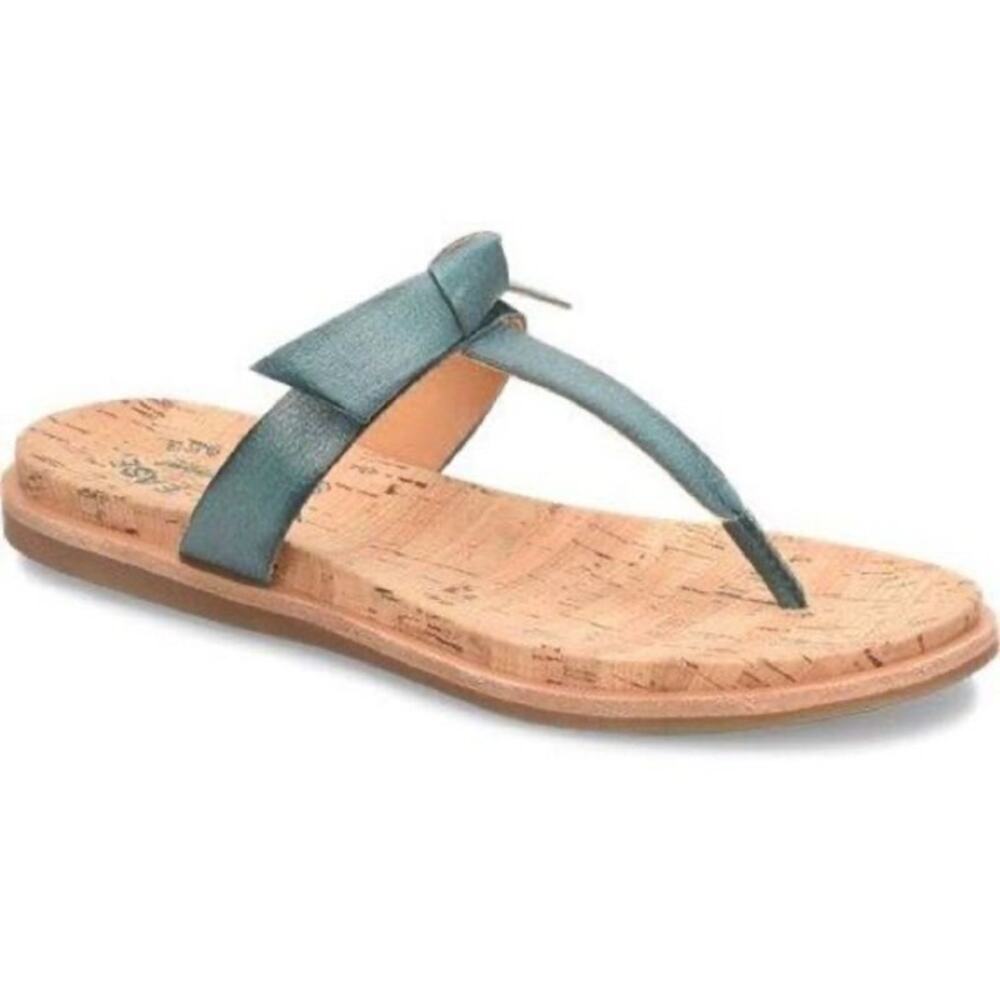 Kork Ease Sage Green Blake Ribbon Bow Leather Thong Sandal Size 10